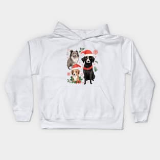 DOGGY WINTER WHIMSY CUTE HAND-DRAWN DOGS CHRISTMAS WATERCOLOR ART Kids Hoodie